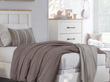 Linnocreek White/Warm Brown Twin Panel Headboard, Dresser And Mirror