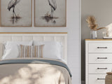Linnocreek White/Warm Brown Queen Panel Bed, Dresser And Nightstand