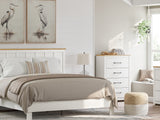 Linnocreek White/Warm Brown King Panel Bed