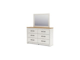Linnocreek White/Warm Brown Queen Panel Bed, Dresser, Mirror And Nightstand