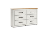 Linnocreek White/Warm Brown Queen Panel Bed, Dresser And Nightstand