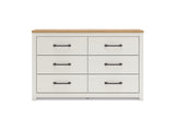 Linnocreek White/Warm Brown Queen Panel Bed, Dresser And Nightstand
