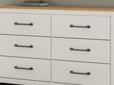 Linnocreek White/Warm Brown King Panel Bed, Dresser And Nightstand