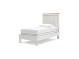 Linnocreek White/Warm Brown Twin Panel Bed