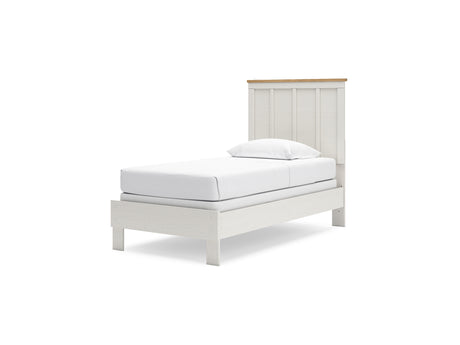 Linnocreek White/Warm Brown Twin Panel Bed