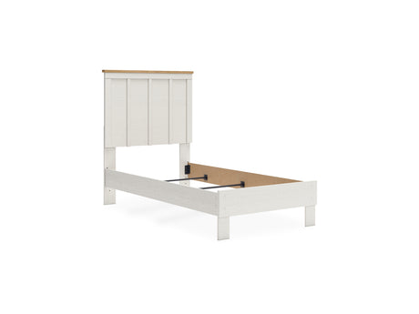 Linnocreek White/Warm Brown Twin Panel Bed