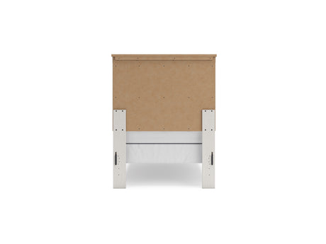 Linnocreek White/Warm Brown Twin Panel Bed