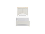 Linnocreek White/Warm Brown Twin Panel Bed
