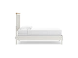 Linnocreek White/Warm Brown Twin Panel Bed