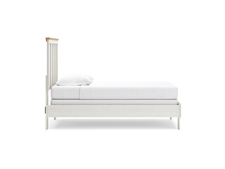 Linnocreek White/Warm Brown Twin Panel Bed