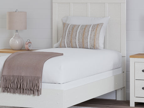 Linnocreek White/Warm Brown Twin Panel Headboard, Dresser And Mirror