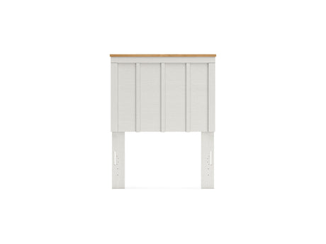 Linnocreek White/Warm Brown Twin Panel Headboard, Dresser And Mirror
