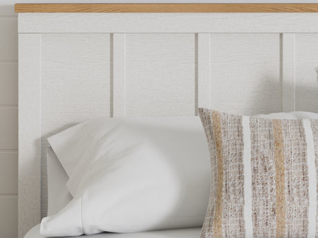 Linnocreek White/Warm Brown Queen Panel Bed, Dresser, Mirror And Nightstand