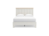 Linnocreek White/Warm Brown Queen Panel Bed