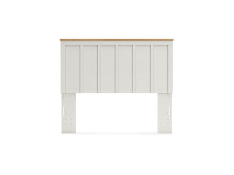 Linnocreek White/Warm Brown Queen Panel Headboard, Dresser And Mirror