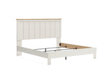 Linnocreek White/Warm Brown King Panel Bed