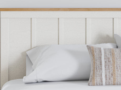 Linnocreek White/Warm Brown King Panel Bed, Dresser And Nightstand