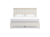 Linnocreek White/Warm Brown King Panel Bed, Dresser And Nightstand