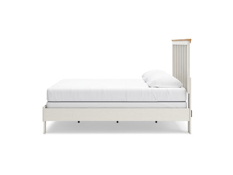 Linnocreek White/Warm Brown King Panel Bed