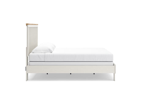 Linnocreek White/Warm Brown King Panel Bed