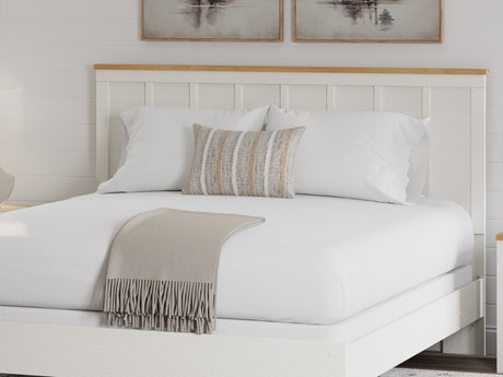 Linnocreek White/Warm Brown King Panel Bed, Dresser And Nightstand