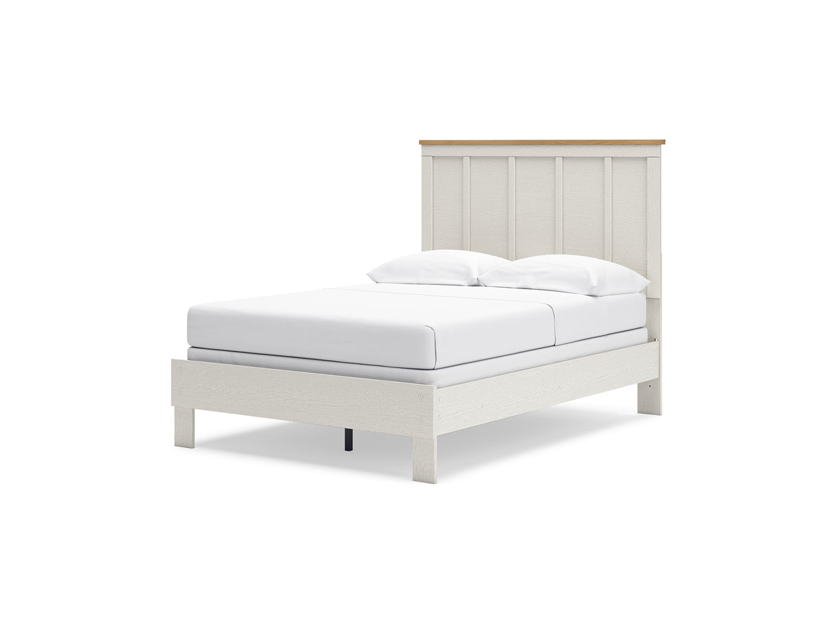 Linnocreek White/Warm Brown Full Panel Bed