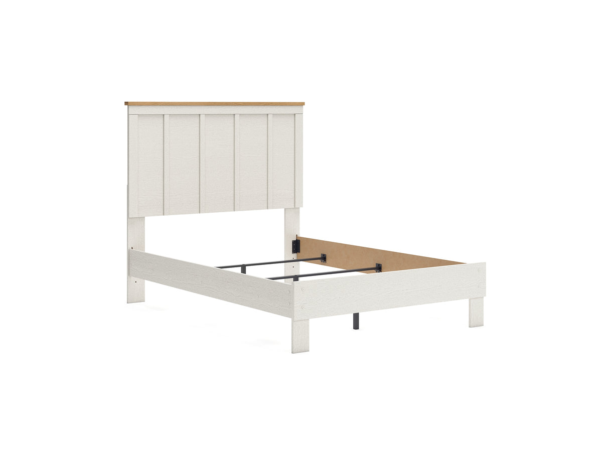 Linnocreek White/Warm Brown Full Panel Bed