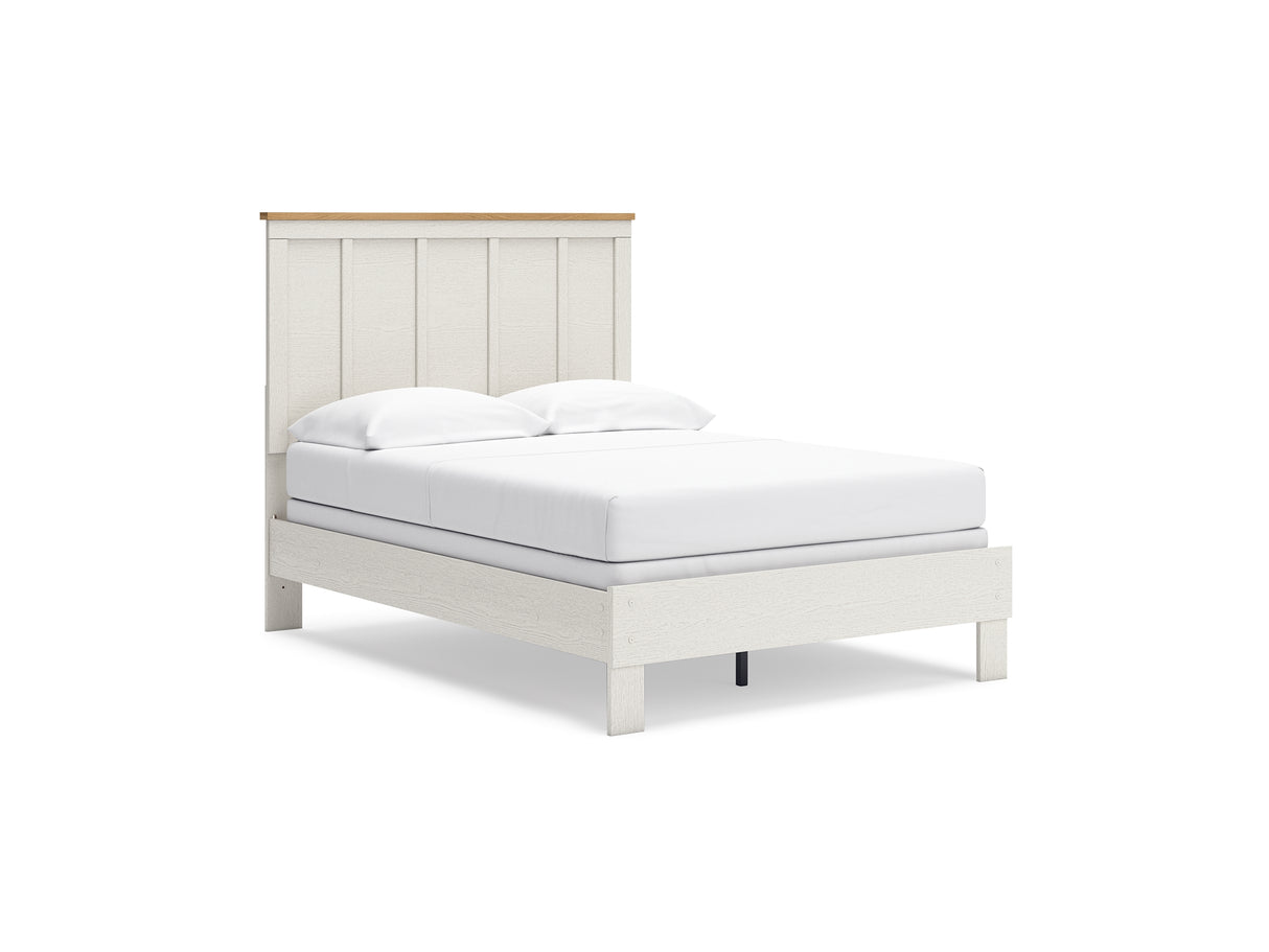 Linnocreek White/Warm Brown Full Panel Bed