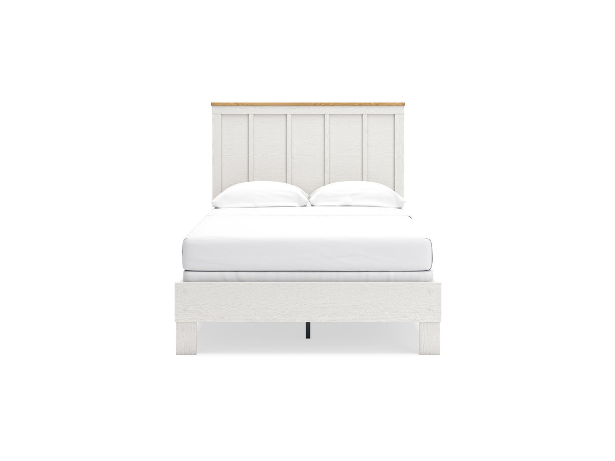 Linnocreek White/Warm Brown Full Panel Bed