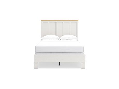 Linnocreek White/Warm Brown Full Panel Bed