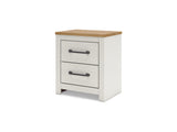 Linnocreek White/Warm Brown Queen Panel Bed, Dresser, Mirror And Nightstand