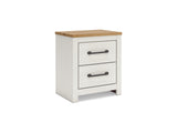 Linnocreek White/Warm Brown Queen Panel Bed, Dresser And Nightstand