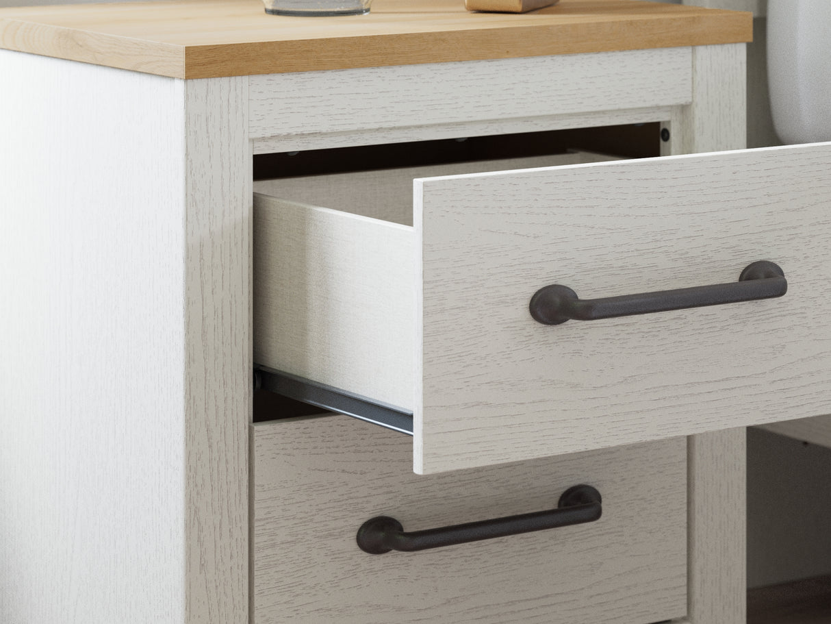 Linnocreek White/Warm Brown King Panel Bed, Dresser And Nightstand