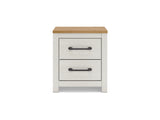 Linnocreek White/Warm Brown Queen Panel Bed, Dresser And Nightstand