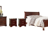 Alisdair Reddish Brown Queen Sleigh Bed, Dresser, Mirror, Chest And 2 Nightstands