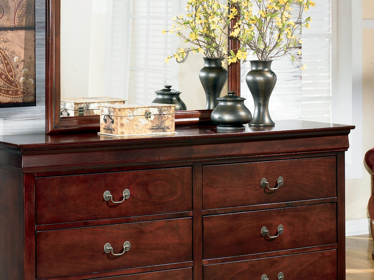 Alisdair Reddish Brown Full Sleigh Bed, Dresser, Mirror, Chest And Nightstand