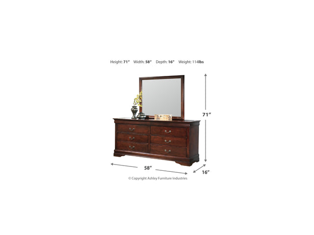 Alisdair Reddish Brown Queen Sleigh Bed, Dresser And Mirror