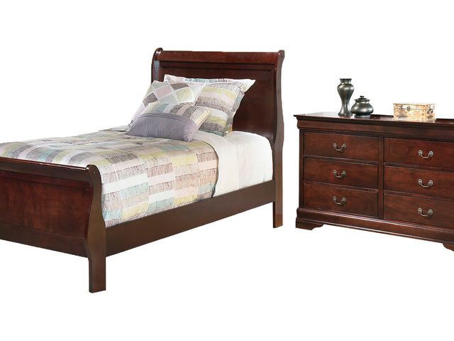 Alisdair Reddish Brown Twin Sleigh Bed And Dresser