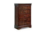 Alisdair Reddish Brown King Sleigh Bed, Dresser, Mirror And Chest