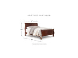 Alisdair Reddish Brown King Sleigh Bed, Dresser, Mirror And Nightstand
