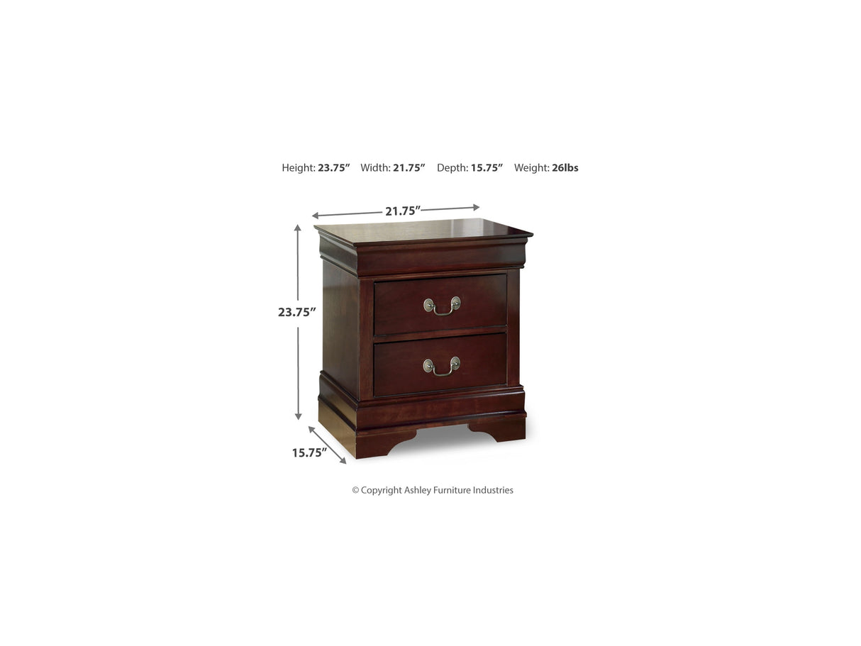 Alisdair Reddish Brown Queen Sleigh Bed, Dresser, Mirror, And Nightstand