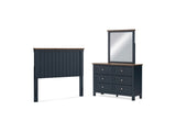 Landocken Brown/Blue Full Panel Headboard, Dresser And Mirror