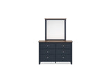 Landocken Brown/Blue Full Panel Headboard, Dresser And Mirror