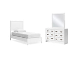 Binterglen White Twin Panel Bed, Dresser And Mirror