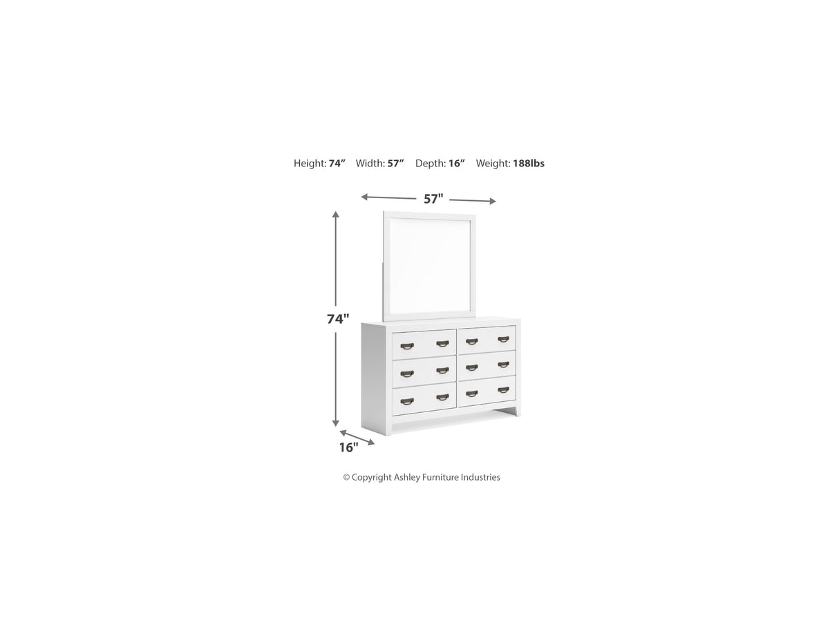 Binterglen White Twin Panel Bed, Dresser And Mirror