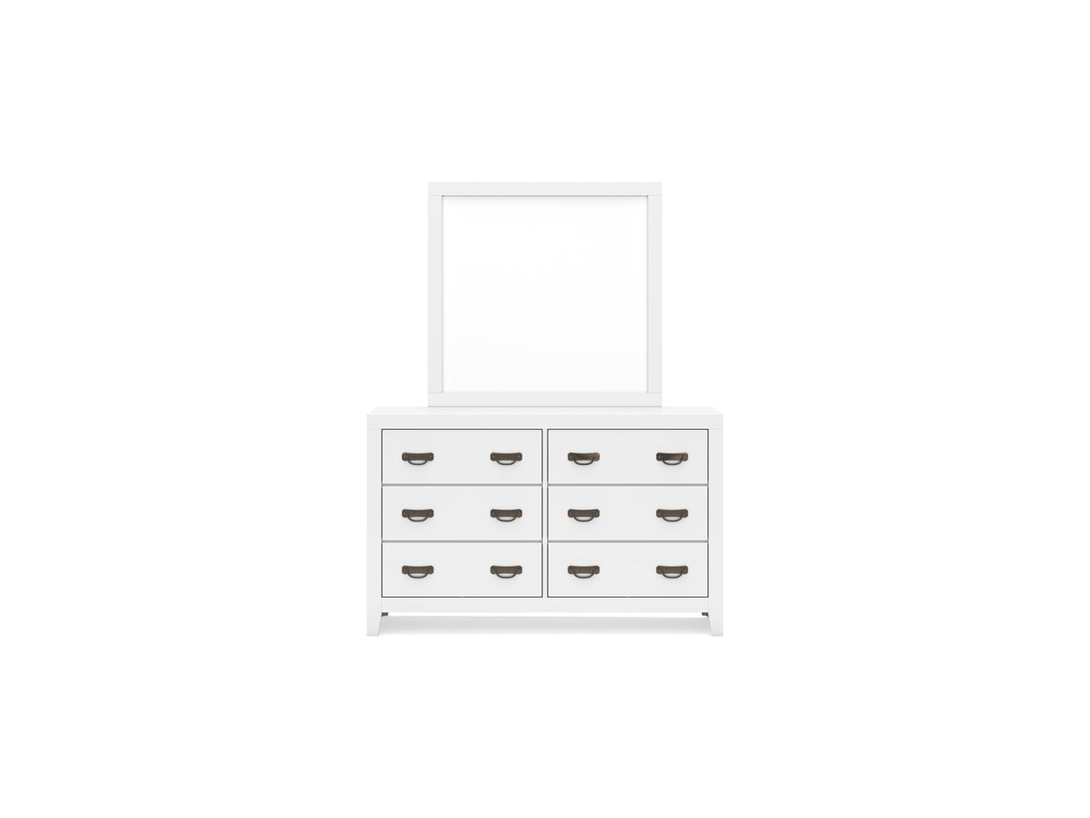Binterglen White Twin Panel Bed, Dresser And Mirror