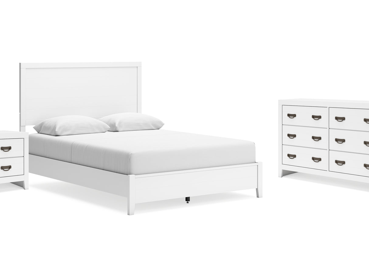 Binterglen White Queen Panel Bed, Dresser And Nightstand