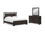 Covetown Dark Brown California King Panel Bed, Dresser And Mirror