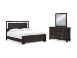 Covetown Dark Brown King Panel Bed, Dresser And Mirror