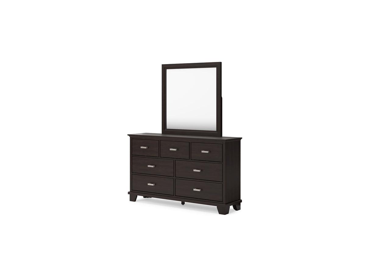 Covetown Dark Brown Dresser And Mirror